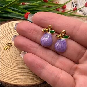Fine jewelry 316 L steel Purple and Gold Eggplant Earrings